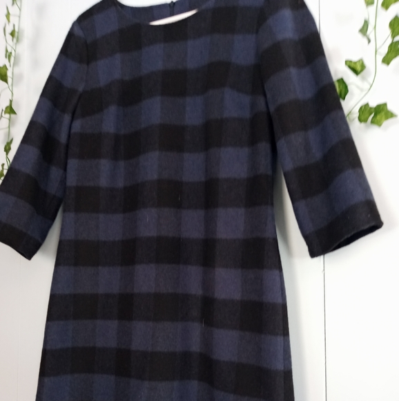 More & More Blue Wool Plaid Dress - Picture 4 of 11